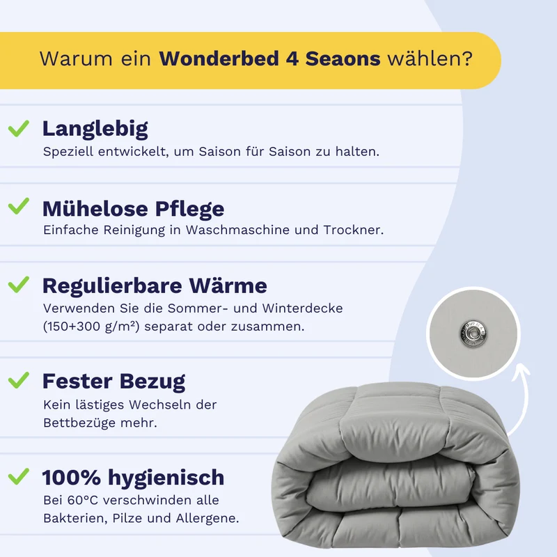 Zelesta Wonderbed 4-Jahreszeiten Double Baumwolle - Morning Grey