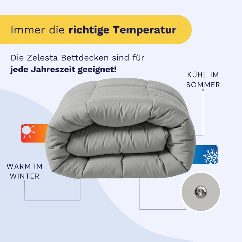 Zelesta Wonderbed 4-Jahreszeiten Double Baumwolle - Morning Grey
