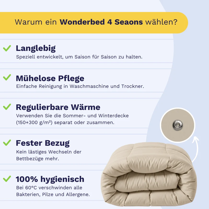 Zelesta Wonderbed 4-Jahreszeiten Double Baumwolle - Desert Sand