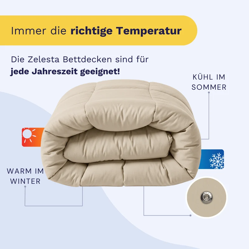 Zelesta Wonderbed 4-Jahreszeiten Double Baumwolle - Desert Sand