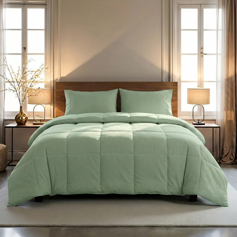 Zelesta Pure Uni Baumwolle Bettdecke - Natural Green