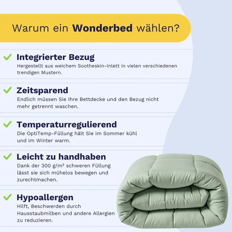 Zelesta Pure Uni Baumwolle Bettdecke - Natural Green