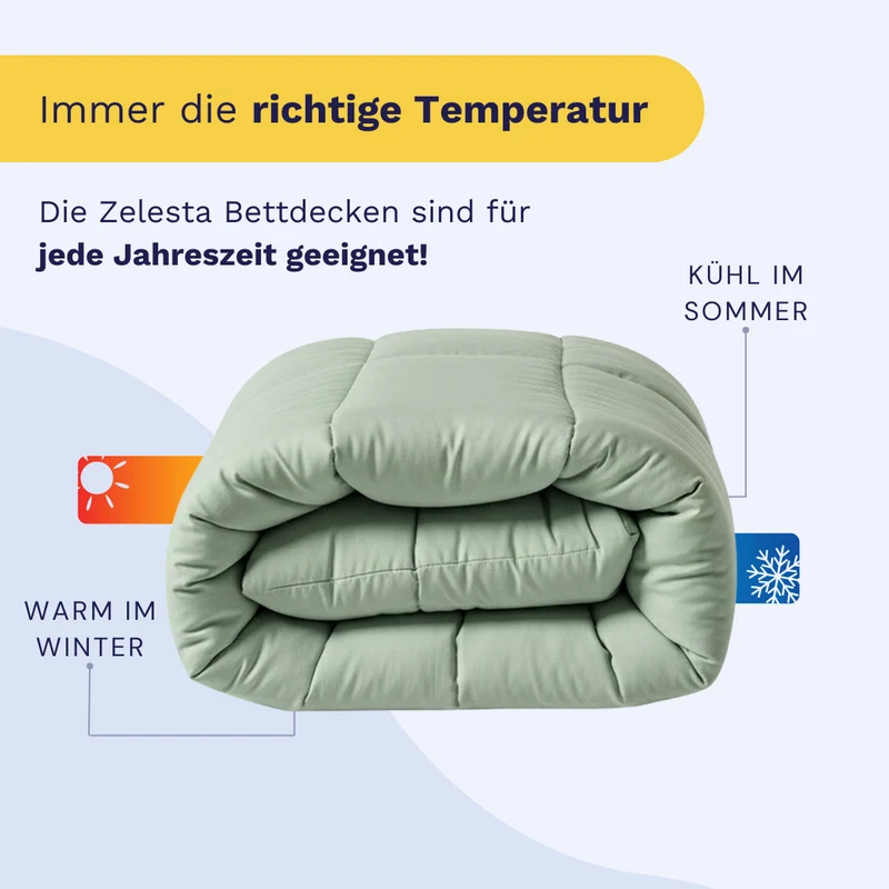 Zelesta Pure Uni Baumwolle Bettdecke - Natural Green