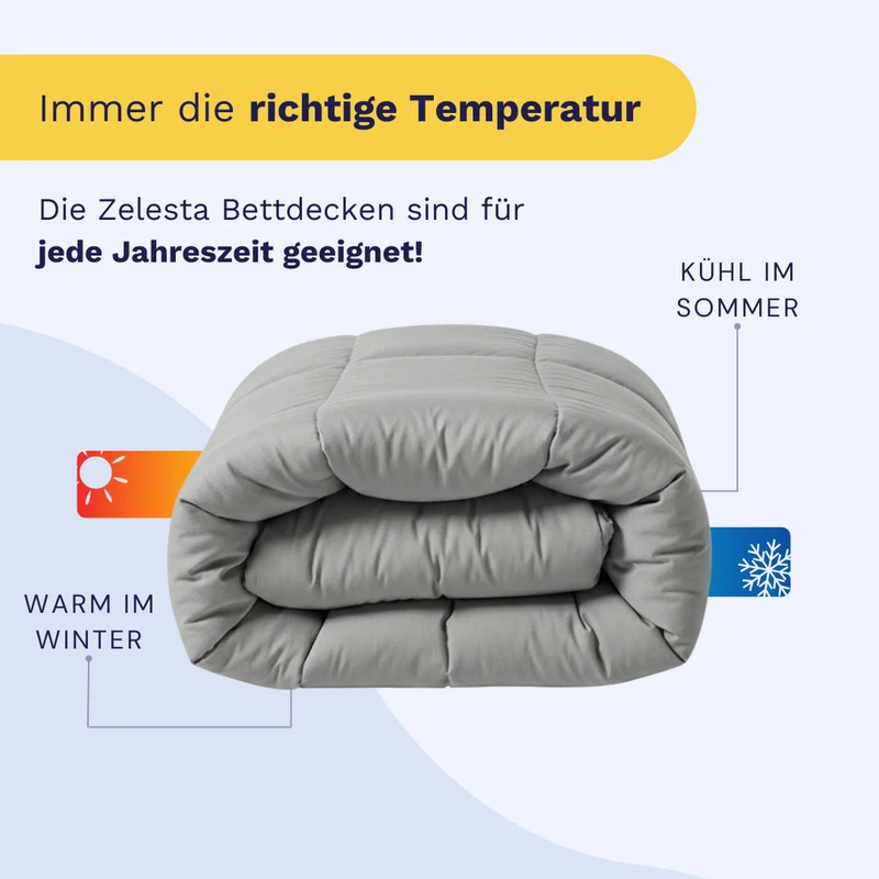 Zelesta Pure Uni Baumwolle Bettdecke - Morning Grey