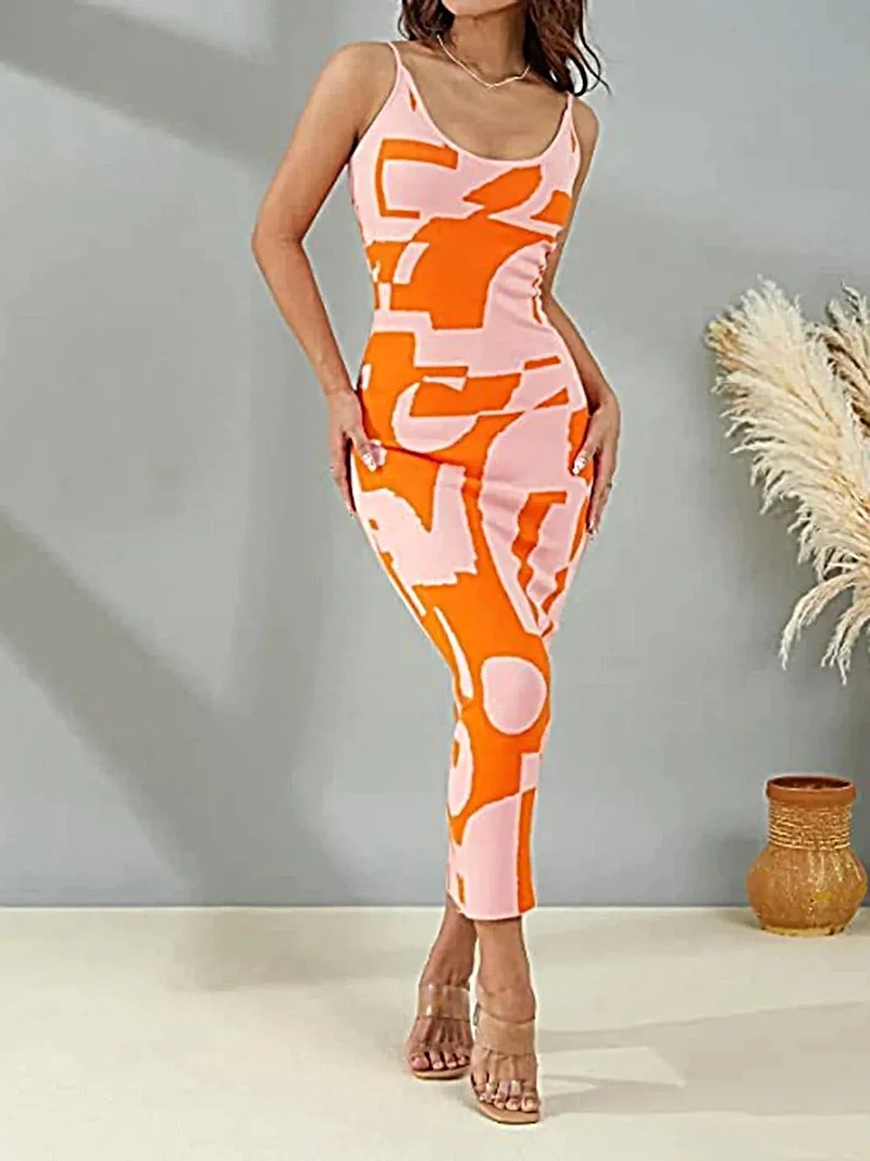 Maxi-trui-jurk met spaghettibandjes - Zeer elastisch, 100% polyester, machinewasbaar