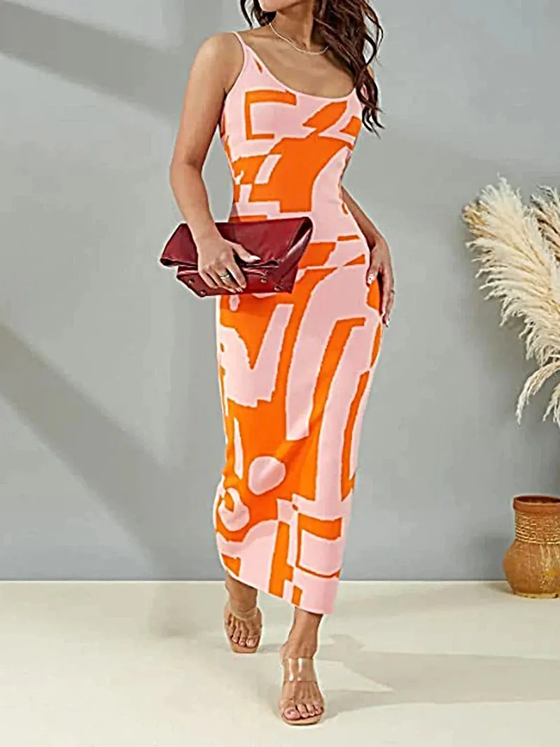 Maxi-trui-jurk met spaghettibandjes - Zeer elastisch, 100% polyester, machinewasbaar