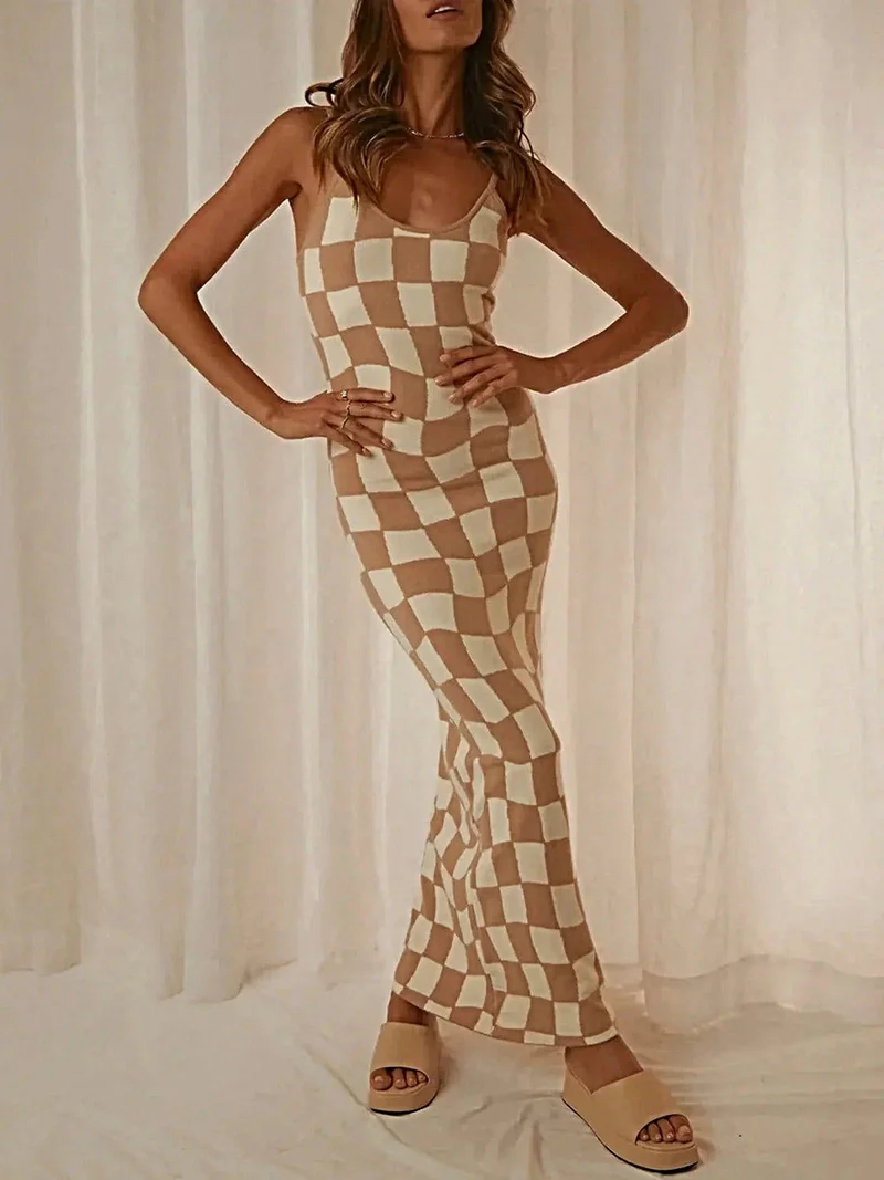 Maxi-trui-jurk met spaghettibandjes - Zeer elastisch, 100% polyester, machinewasbaar