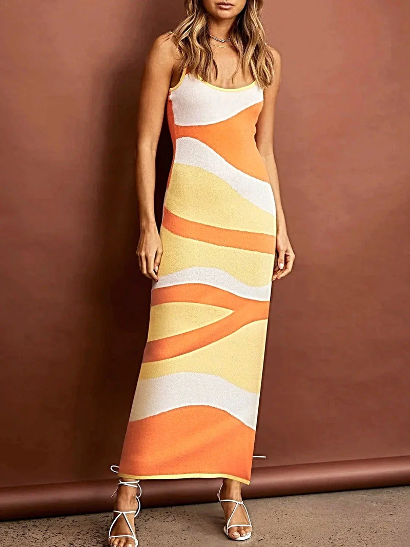 Maxi-trui-jurk met spaghettibandjes - Zeer elastisch, 100% polyester, machinewasbaar