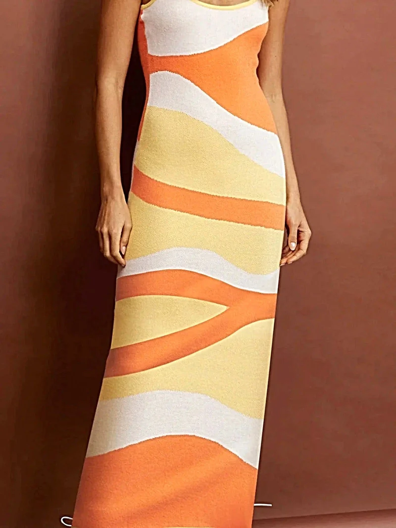 Maxi-trui-jurk met spaghettibandjes - Zeer elastisch, 100% polyester, machinewasbaar