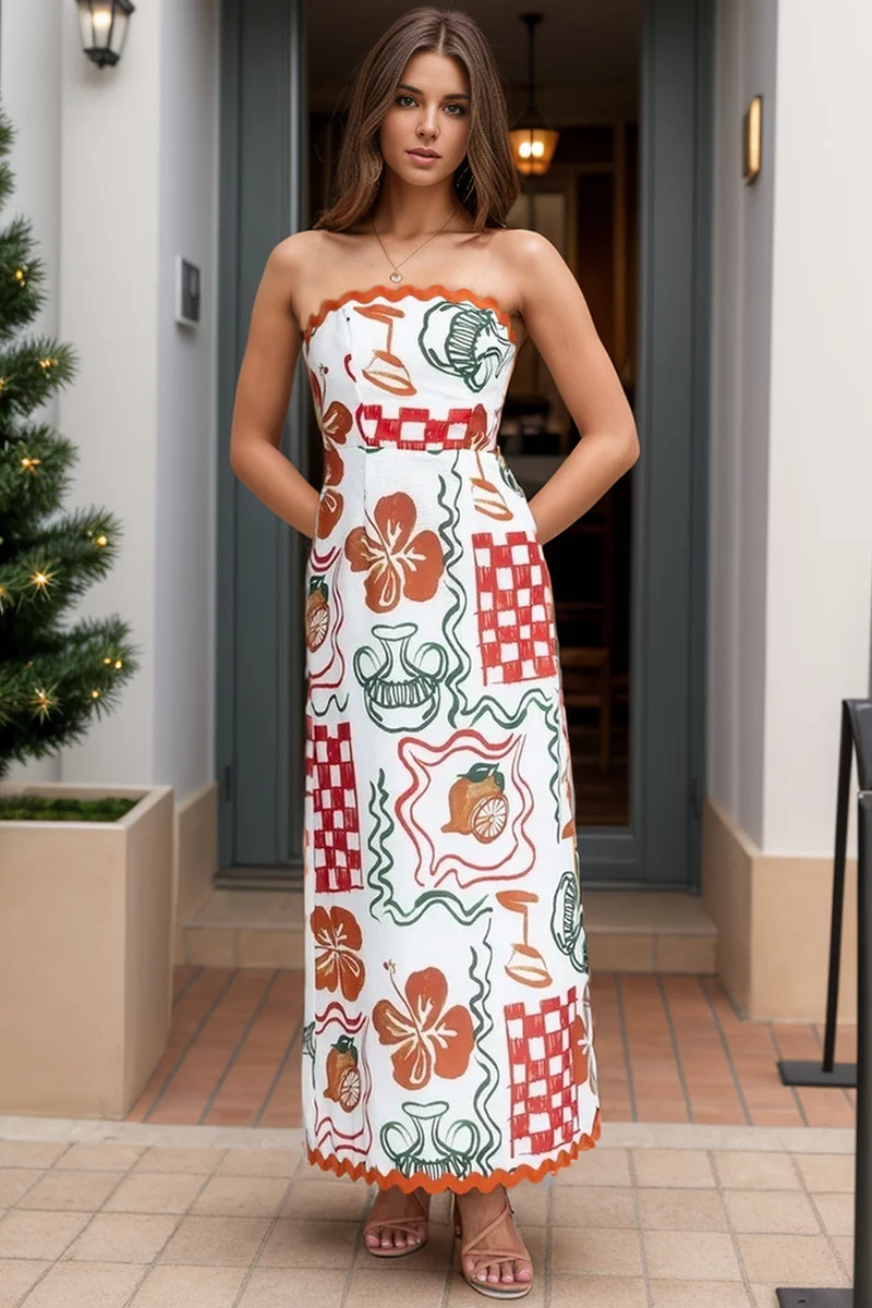 Bedrukte Tube Maxi-jurk