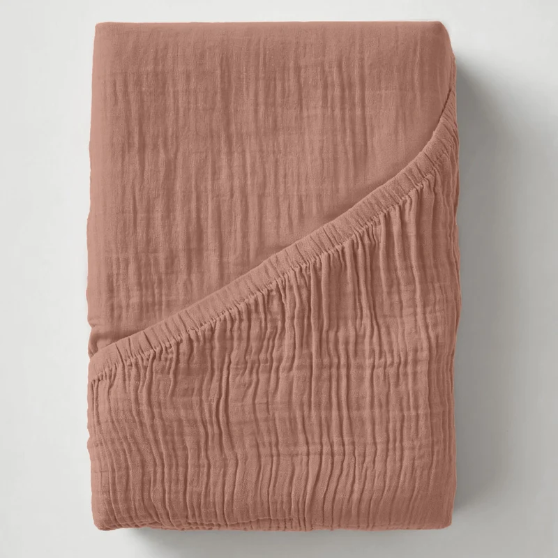 Musselin Spannbettlaken - Dusty-Rose