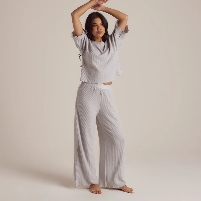 Soft Waffle Pyjama Top - Frost