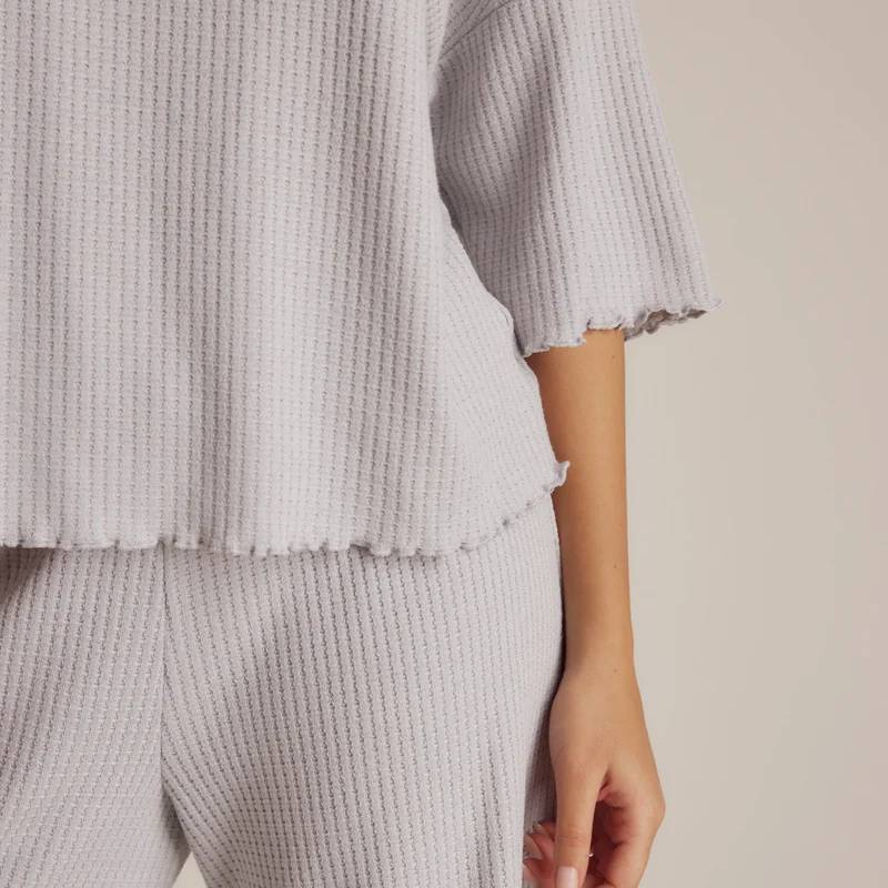 Soft Waffle Pyjama Top - Frost
