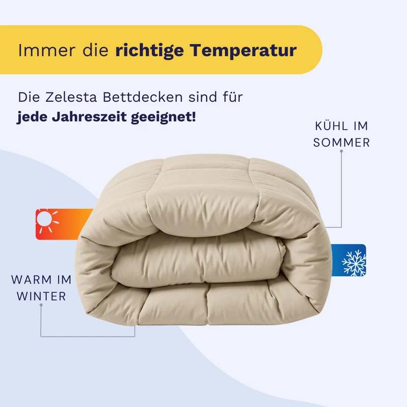 Zelesta Pure Uni Baumwolle Bettdecke - Desert Sand