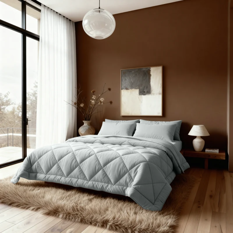 Zelesta Comfort Uni Diamond Bettdecke – Grau-Blau