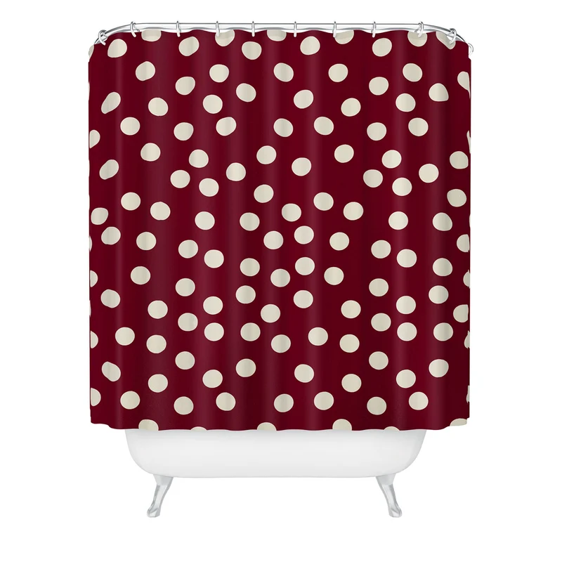 Bordeaux Scatter Dots Shower Curtain