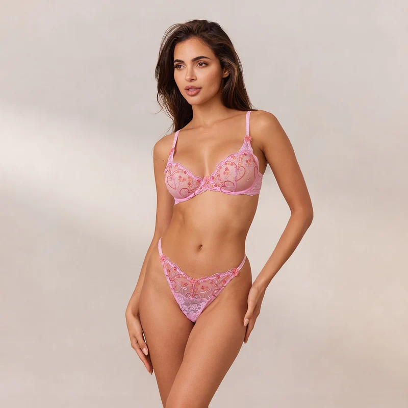 Gardenia Plunge Balcony BH - Roze