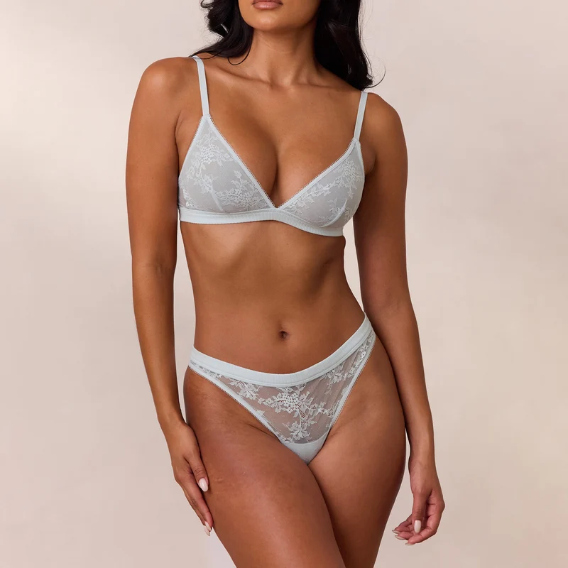 Lace Triangle Bralette - Blauw