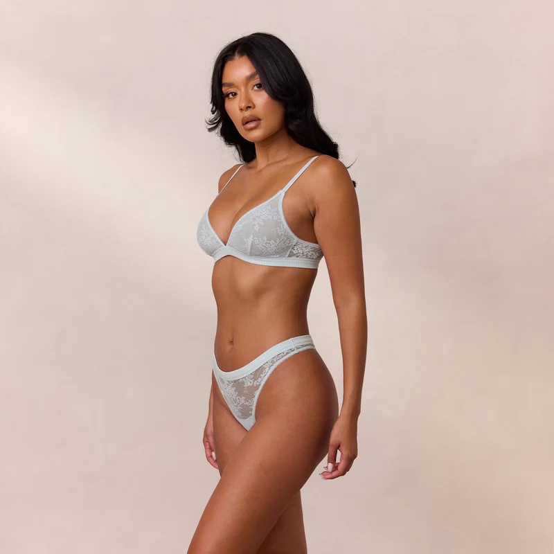 Lace Triangle Bralette - Blauw