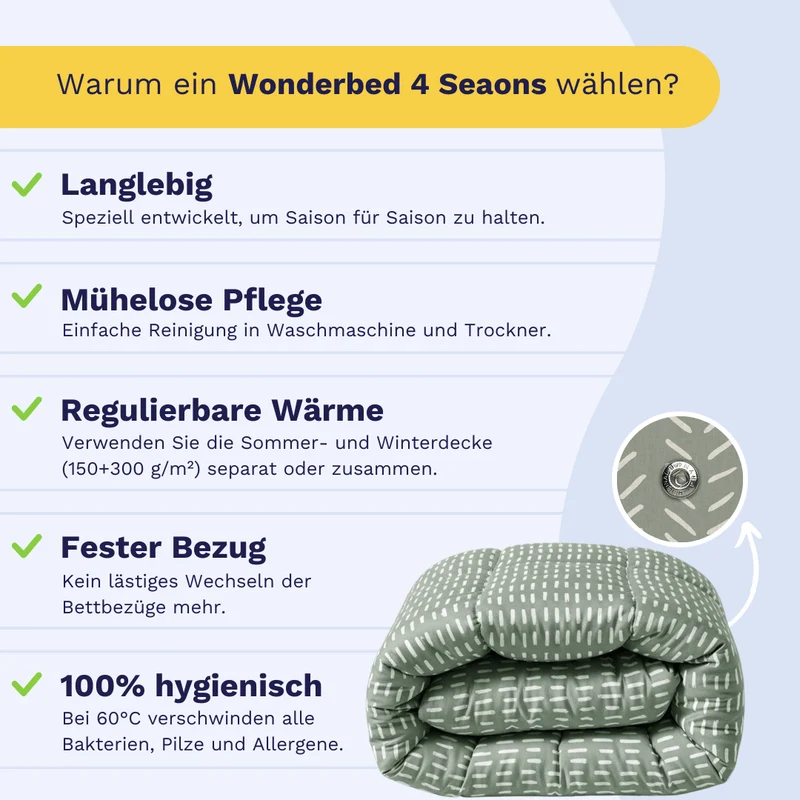 Zelesta Wonderbed 4-Jahreszeiten Double - Olive Stitches