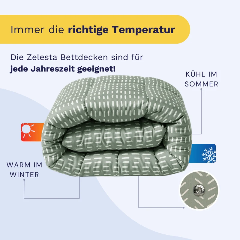 Zelesta Wonderbed 4-Jahreszeiten Double - Olive Stitches