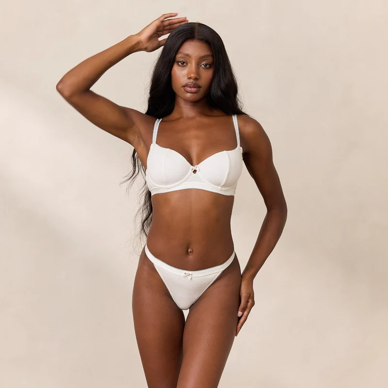 Rosebud Ribbed Balcony BH - Wit