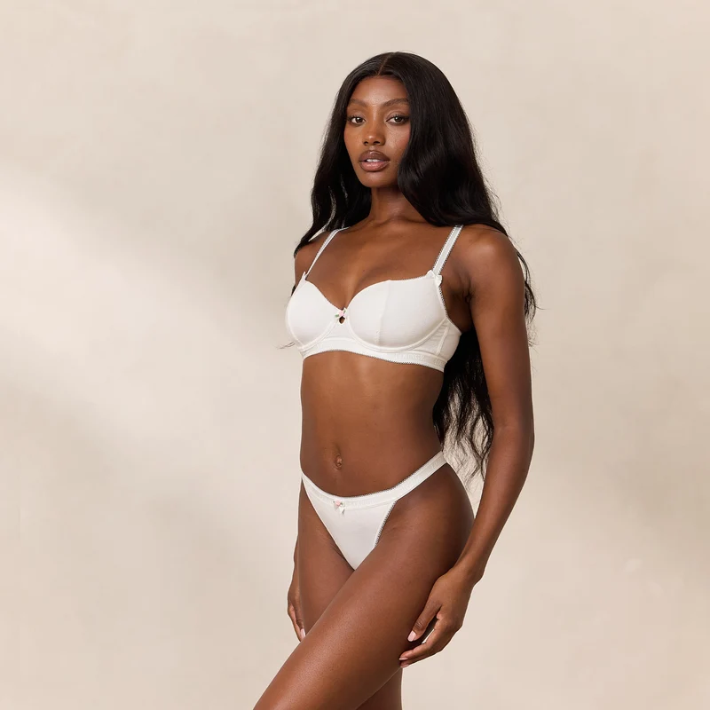 Rosebud Ribbed Balcony BH - Wit