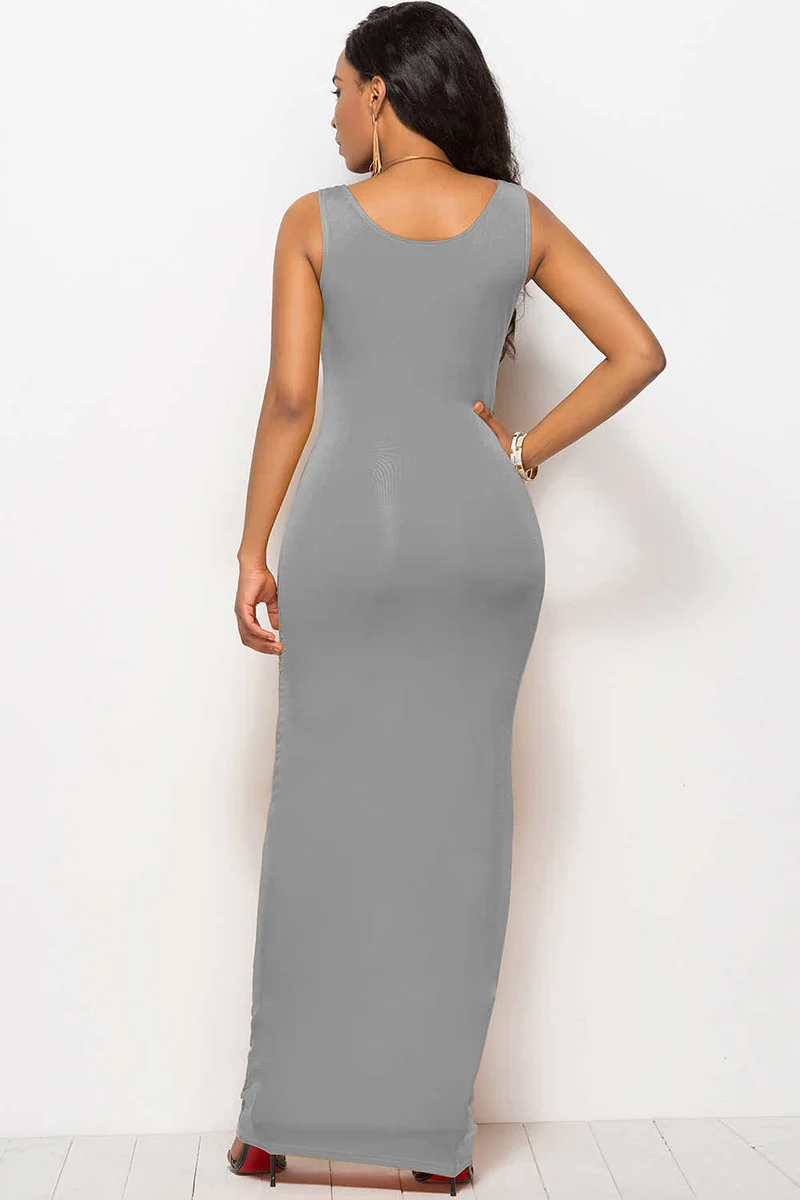 Maxi-jurk met ronde hals en brede bandjes