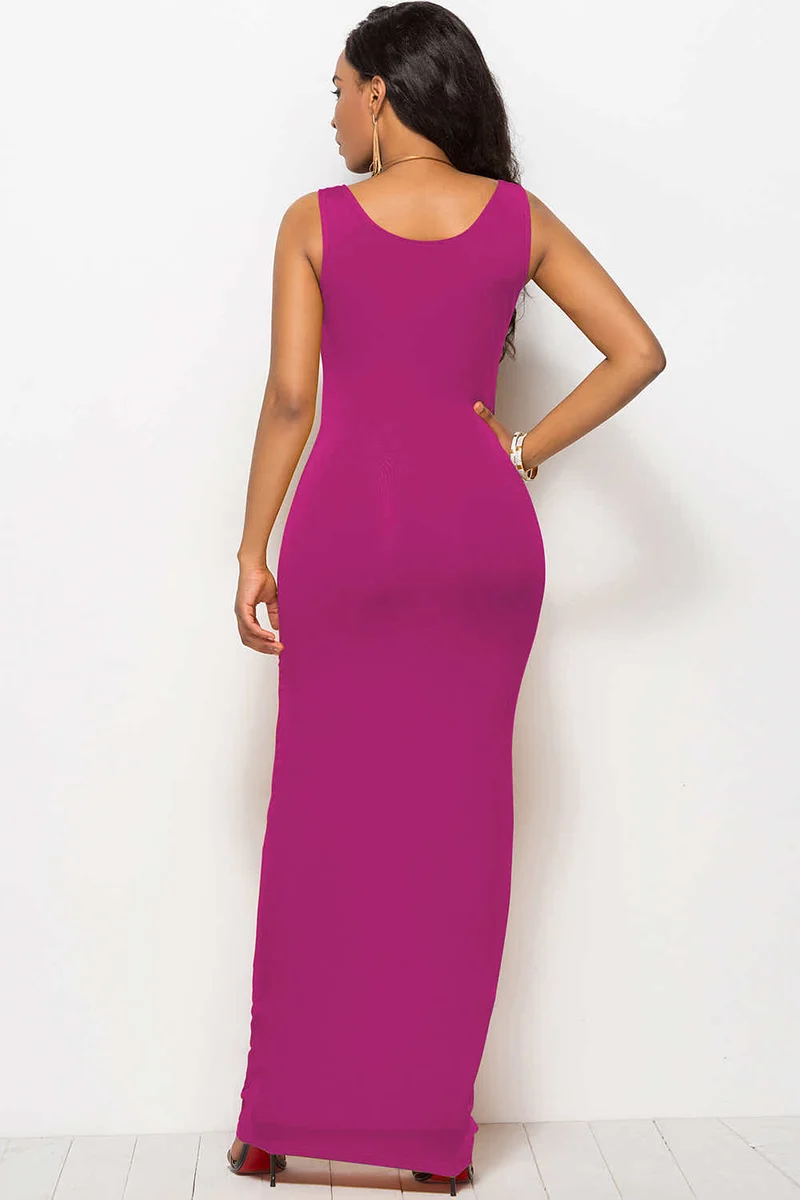 Maxi-jurk met ronde hals en brede bandjes