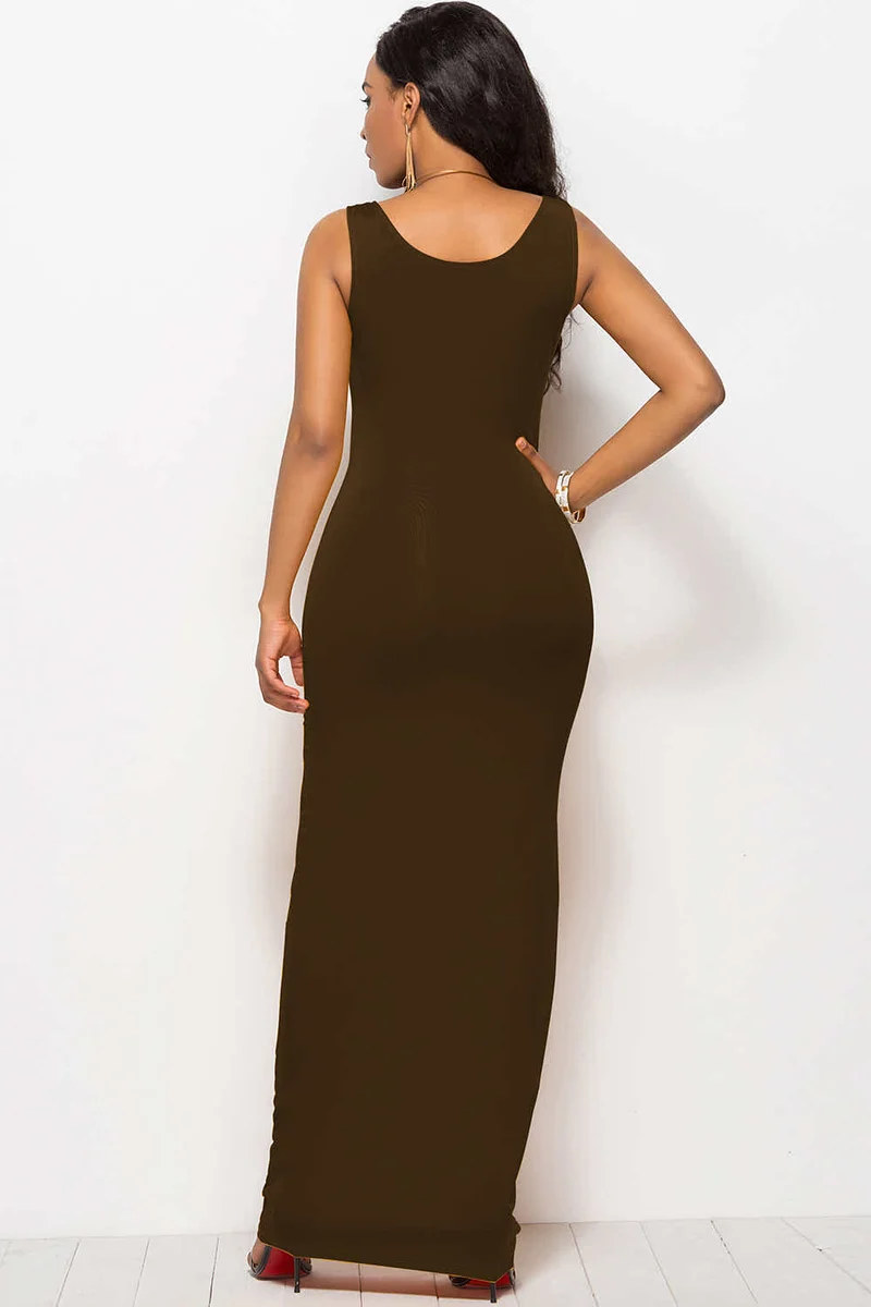 Maxi-jurk met ronde hals en brede bandjes