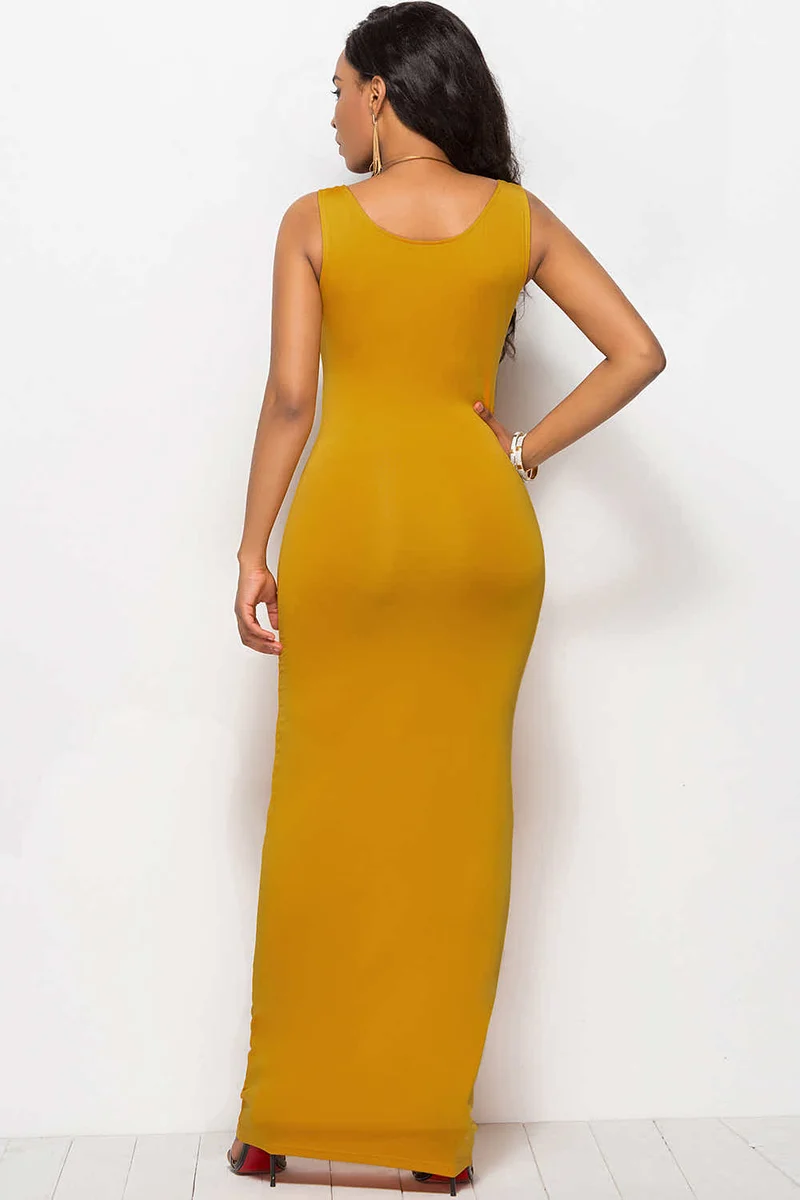 Maxi-jurk met ronde hals en brede bandjes