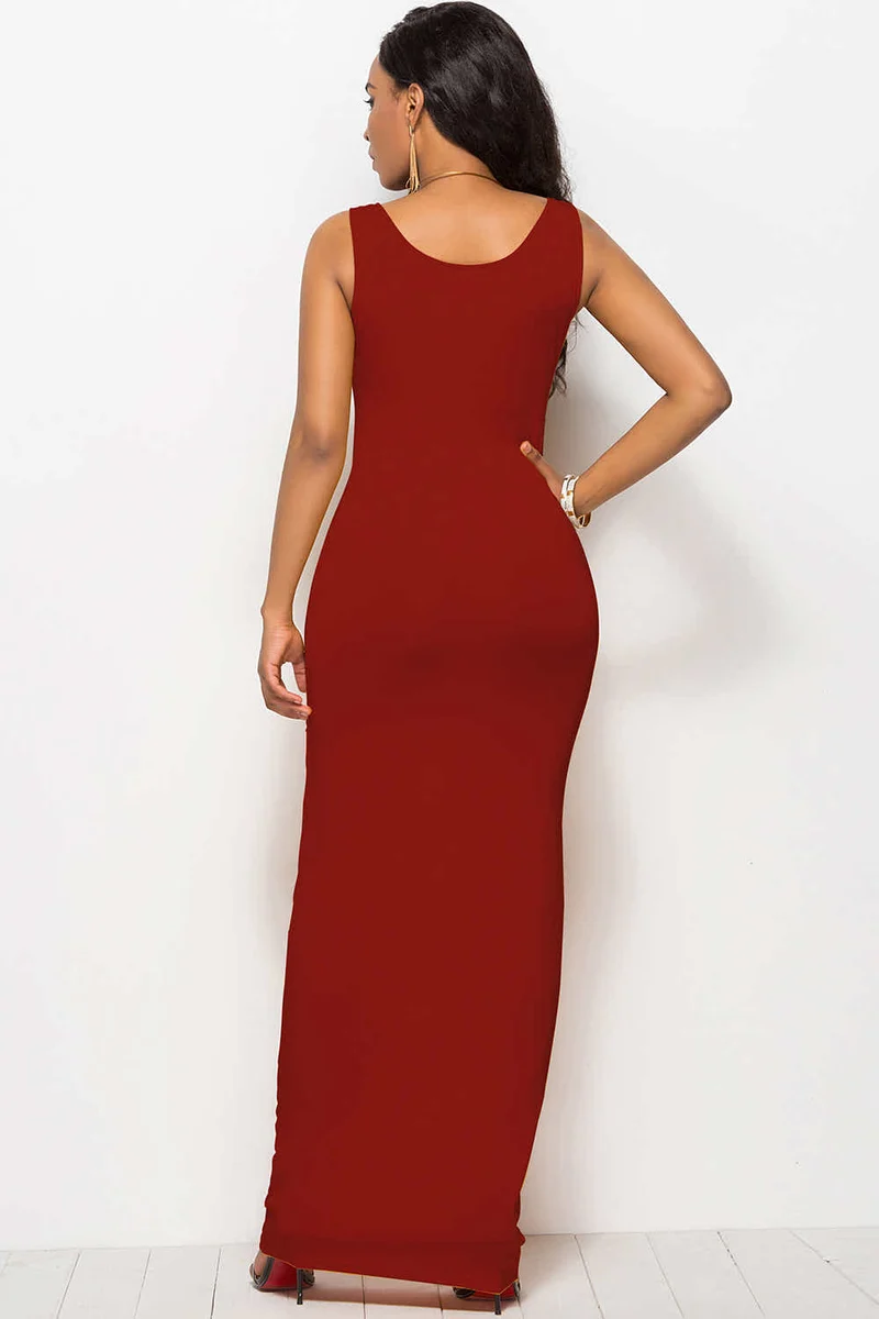 Maxi-jurk met ronde hals en brede bandjes