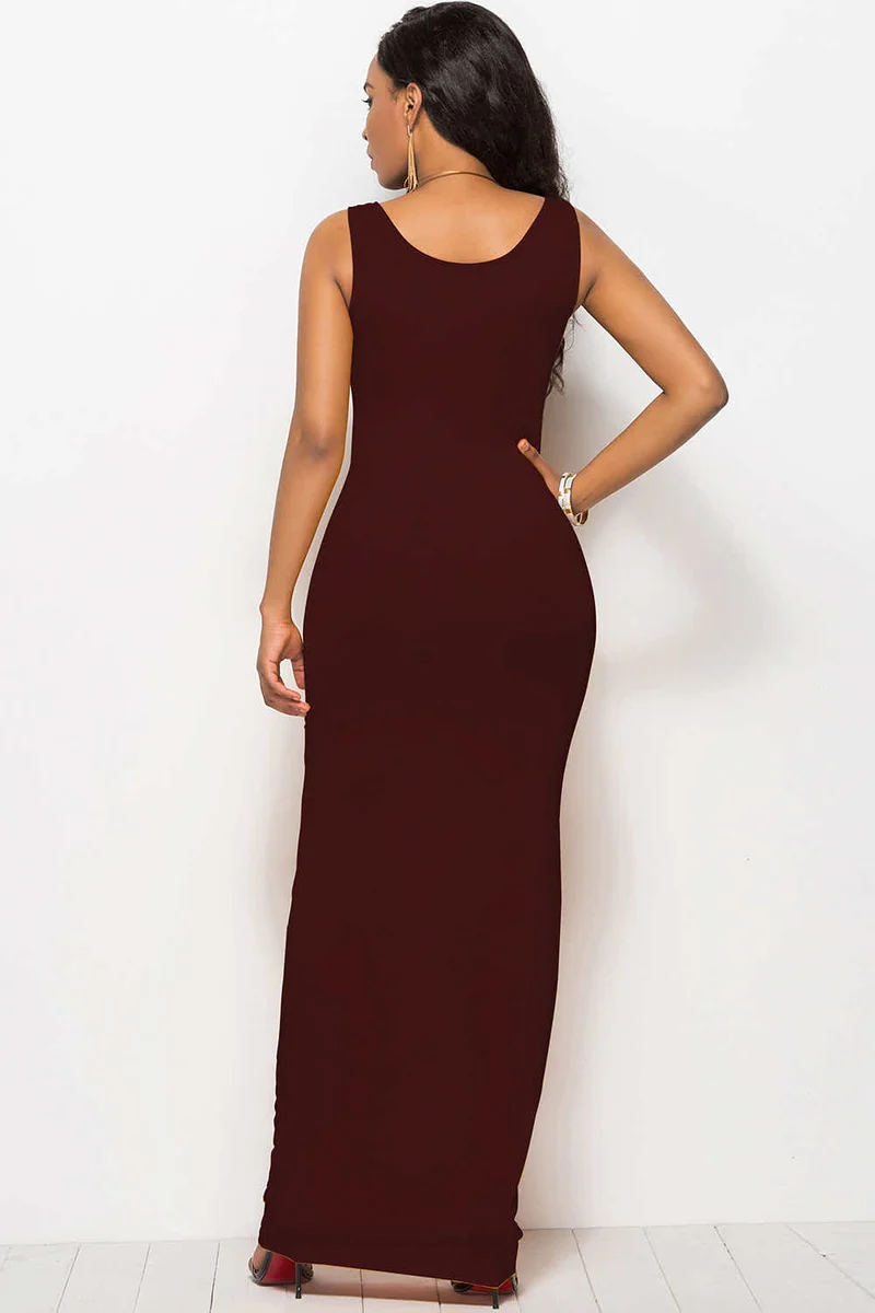 Maxi-jurk met ronde hals en brede bandjes