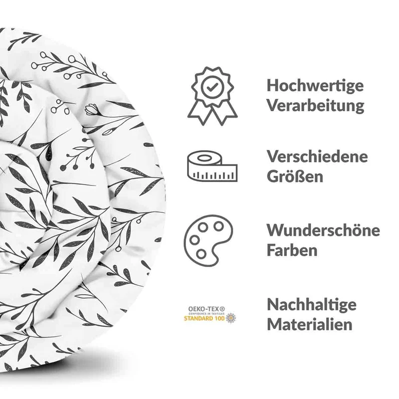 Therapiedecken Bettwäschen Set Weiß mit schwarzen Ästen