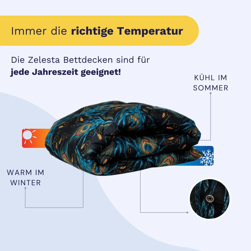 Zelesta Wonderbed 4-Jahreszeiten double - Peacock Feathers