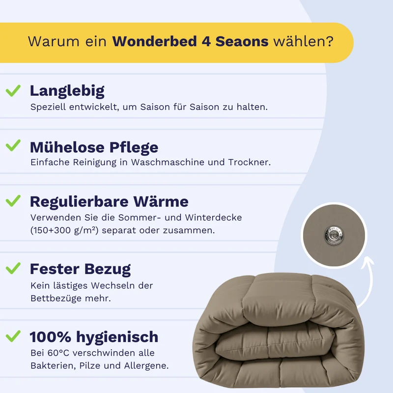 Zelesta Wonderbed 4-Jahreszeiten Double - Natural Taupe