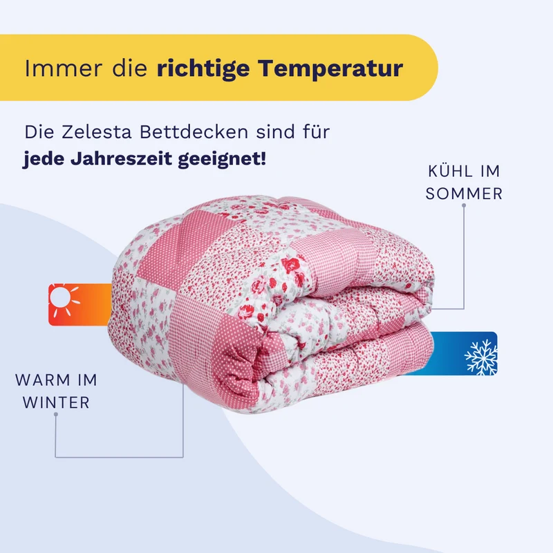 Zelesta Comfort Design Bettdecke - Patchwork Rosa