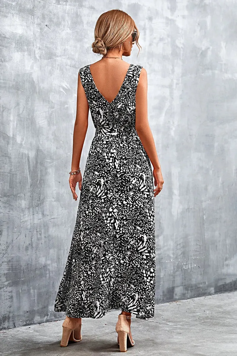 Chique maxi-jurk met V-hals, strikceintuur en zakken - Trendsi collectie