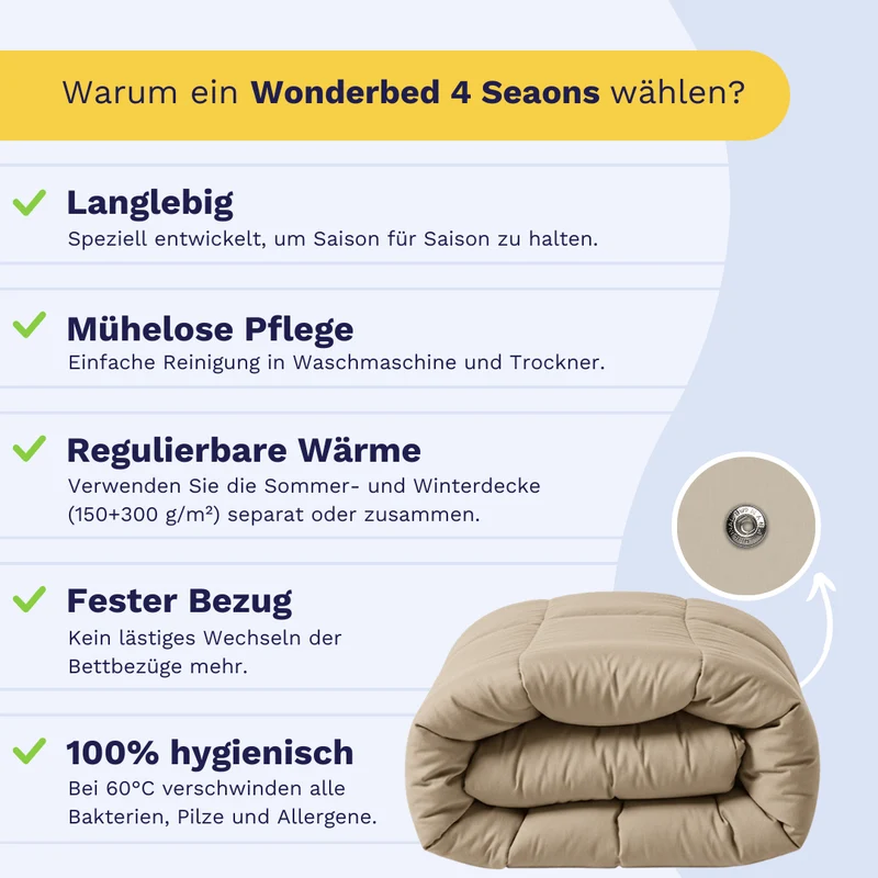 Zelesta Wonderbed 4-Jahreszeiten Double Baumwolle - Taupe Blush