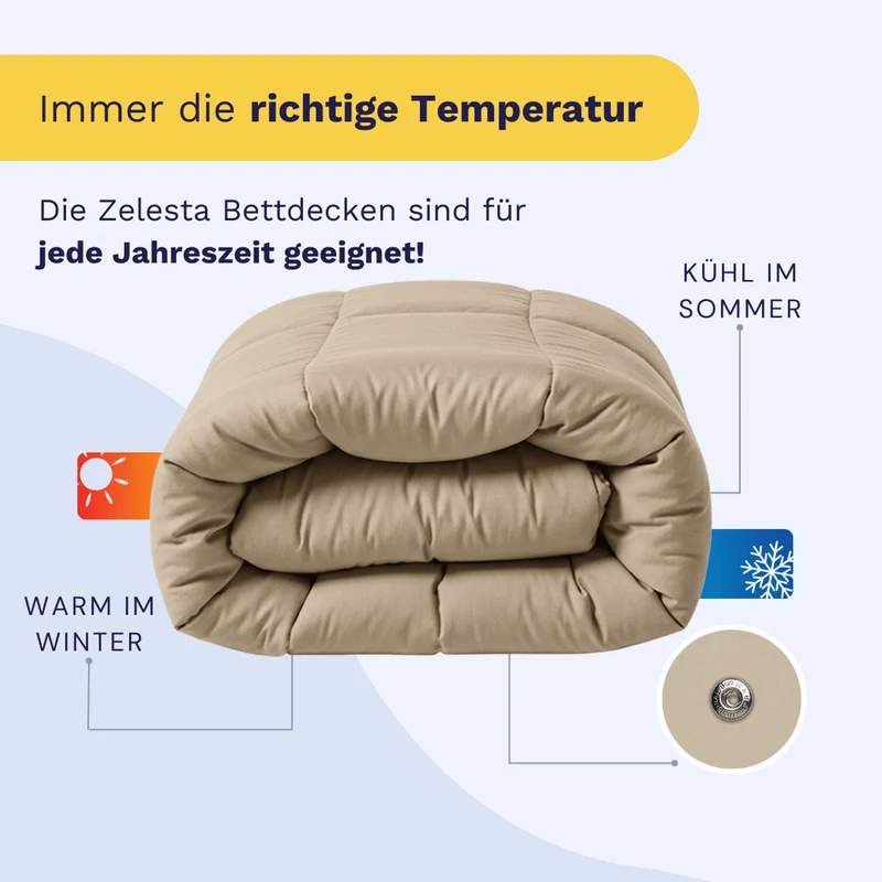 Zelesta Wonderbed 4-Jahreszeiten Double Baumwolle - Taupe Blush