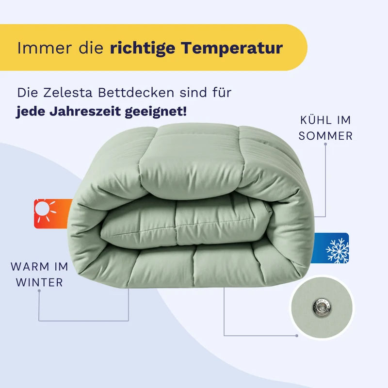 Zelesta Wonderbed 4-Jahreszeiten Double Baumwolle - Natural Green