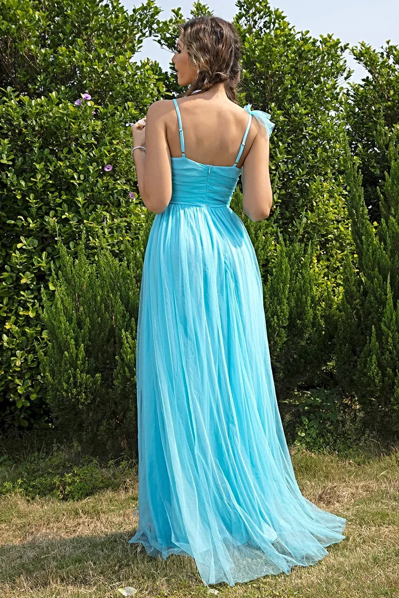 Elegante asymmetrische jurk voor dames met plooien en split - 100% polyester