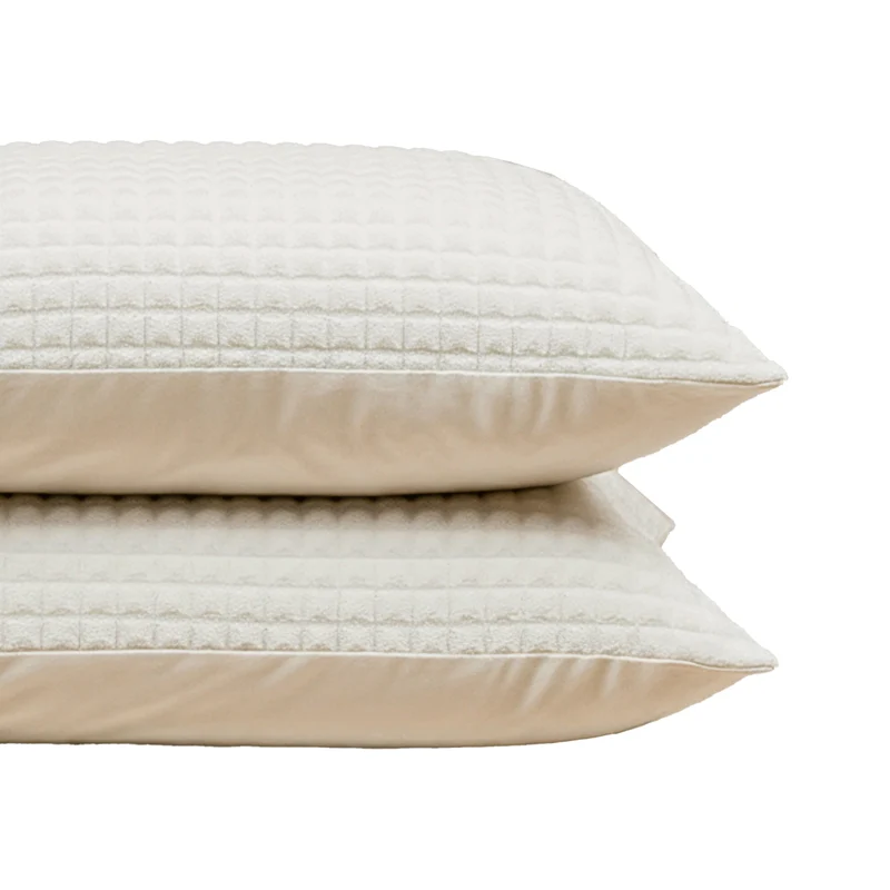 Zelesta Special Teddy Check Kissenbezüge Set von 2 - Creme