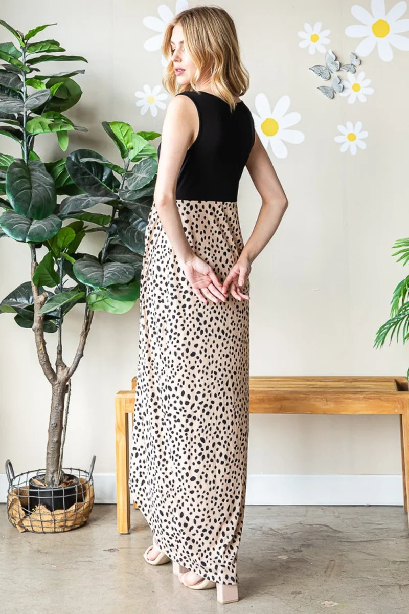 Heimish Full Size Slit Animal Print V-hals brede bandjurk