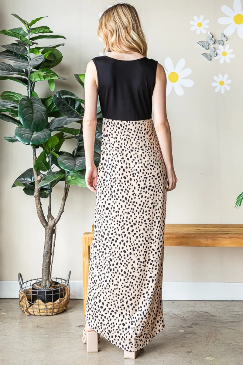 Heimish Full Size Slit Animal Print V-hals brede bandjurk