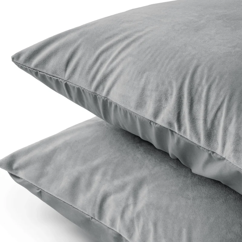 2-in-1 Kissenbezüge aus Samt Set von 2 - Grau