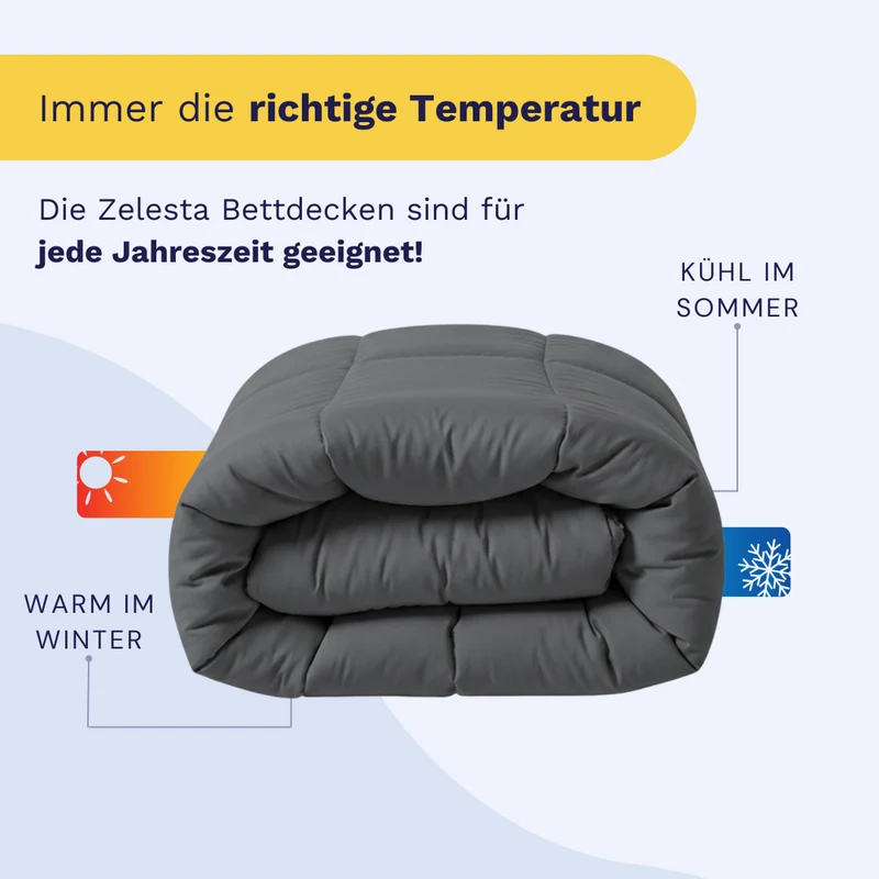 Zelesta Comfort Uni Bettdecke – Steingrau