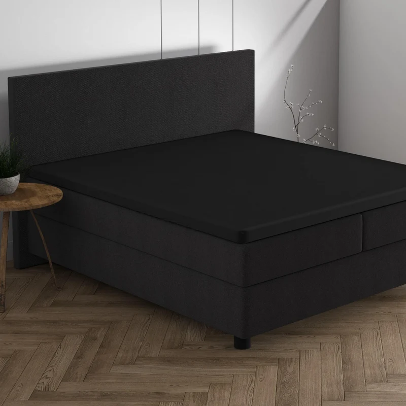 Doppel Jersey Topper Spannbettlaken - Schwarz