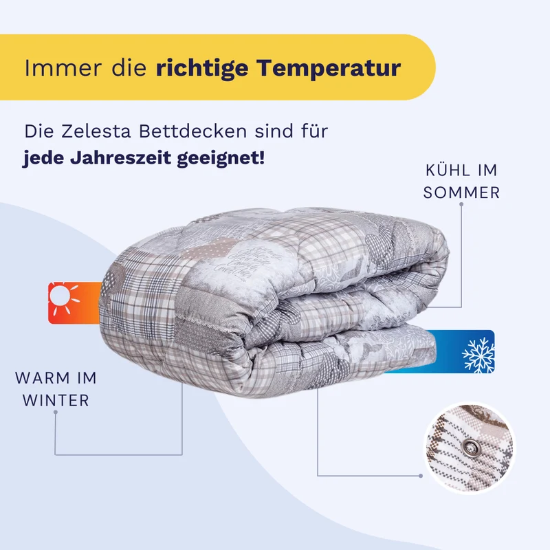 Zelesta Wonderbed 4-Jahreszeiten double - Patchwork Hearts