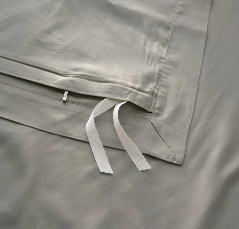 Signature Hemmed Duvet Set - Pewter